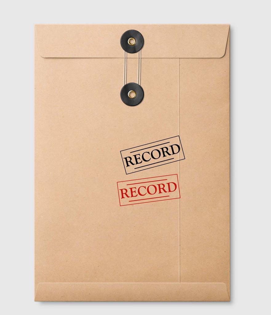 Printtoo Record Self Inking Rubber Stamp Pre-Inked Office Stamp- Home Office Business Stationery, 47 x 20 mm