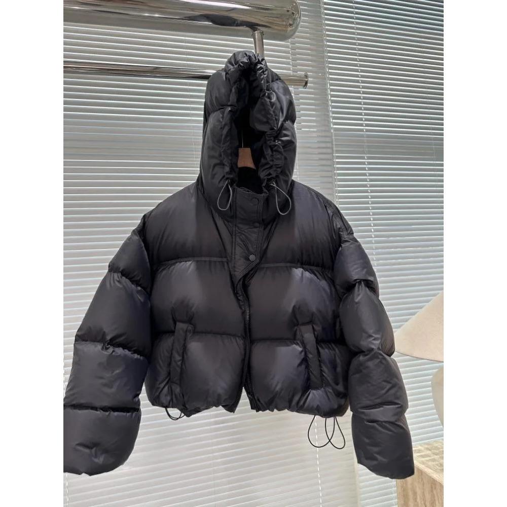 Módní dámská bunda z bílého kachního peří s kapucí podzim zima teplá nadměrná velikost ležérní krátký tlustý svrchní oděv kabát