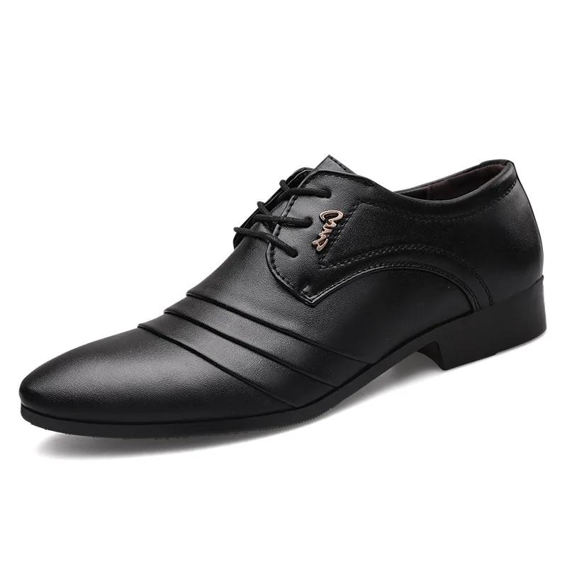 Fashion Luxury Men's Leather Shoes Business Mens Dress Shoes Wedding Dress Loafers Pointy Black Shoes Oxford Breathable Formal Shoes 50