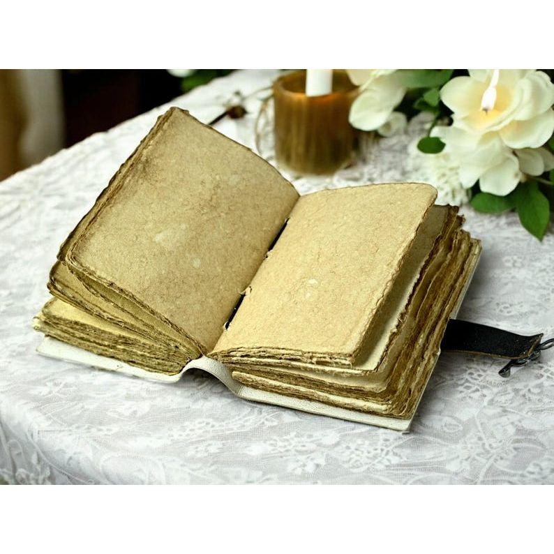 Vintage Leather Journal: Deer Print, Deckle Edge Paper, Book of Shadows