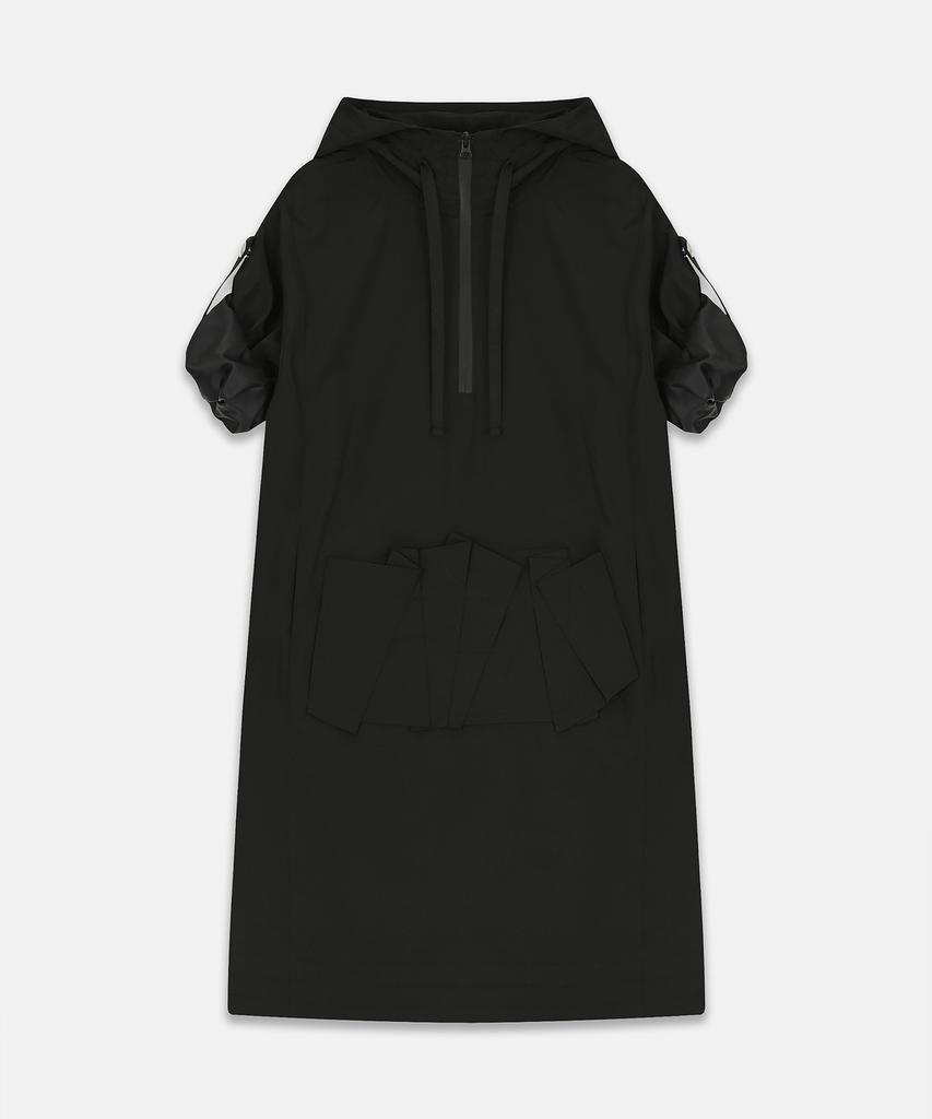 Nash Folded Pocket Hoodie Dress Black