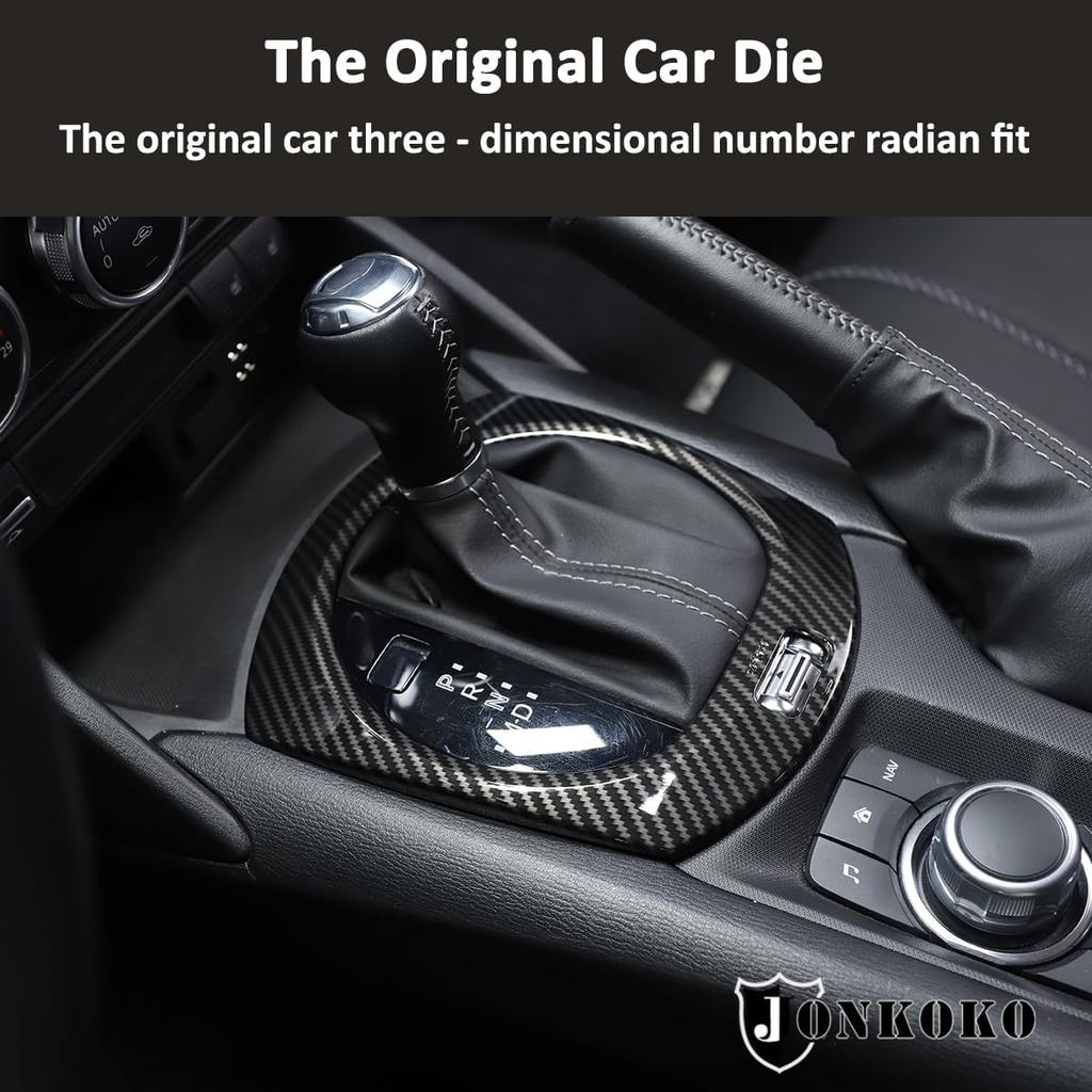 Car Interior Gear Shift Frame Trim Sticker for Mazda MX-5 ND 2015-2023 Center Console Panel Trim Cover Interior Accessories (Carbon Fiber)