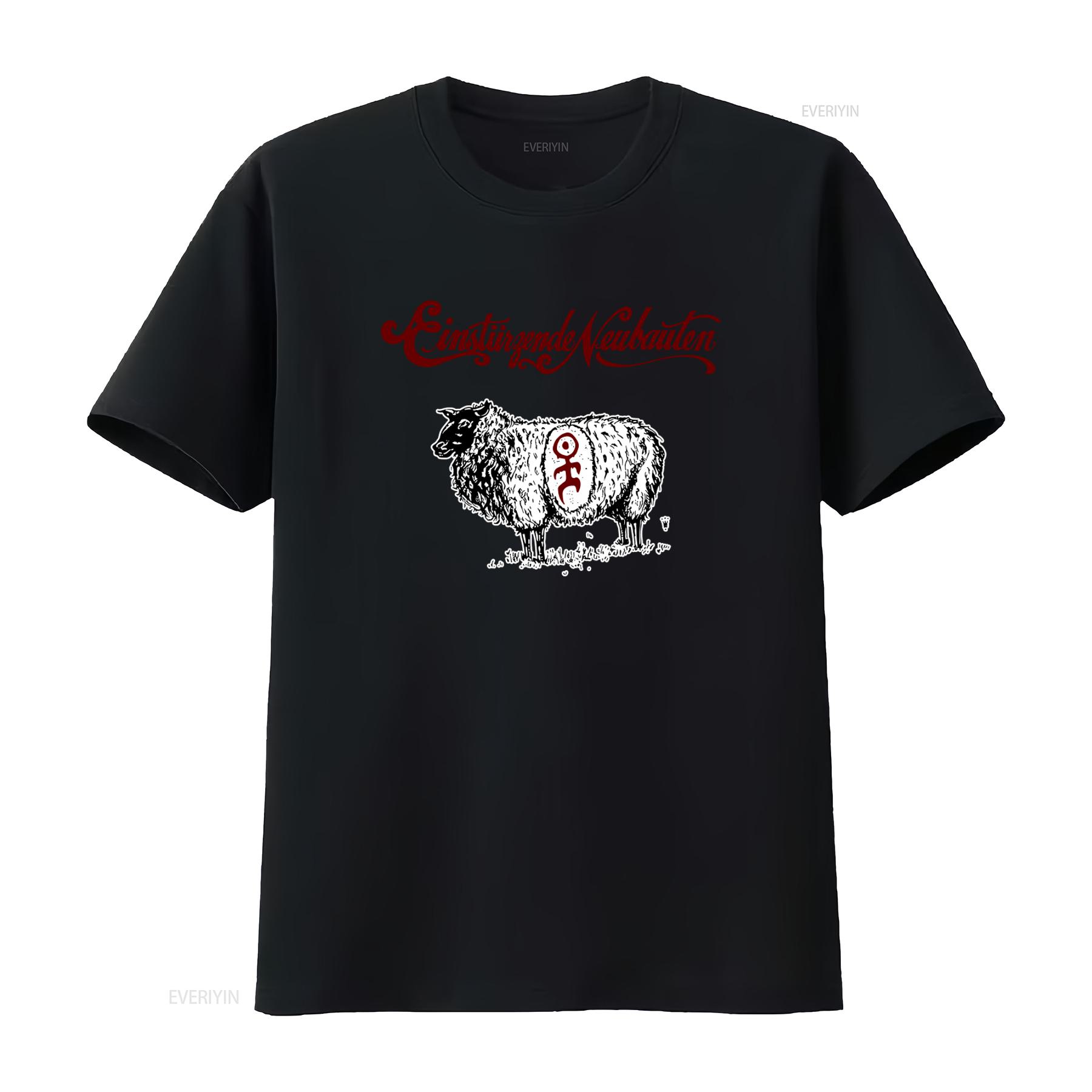 

Einsturzende Neubauten Mens T Shirt with Sheep and Symbol Print vintage Washed homme Slightly Versatile Stylish 4XL