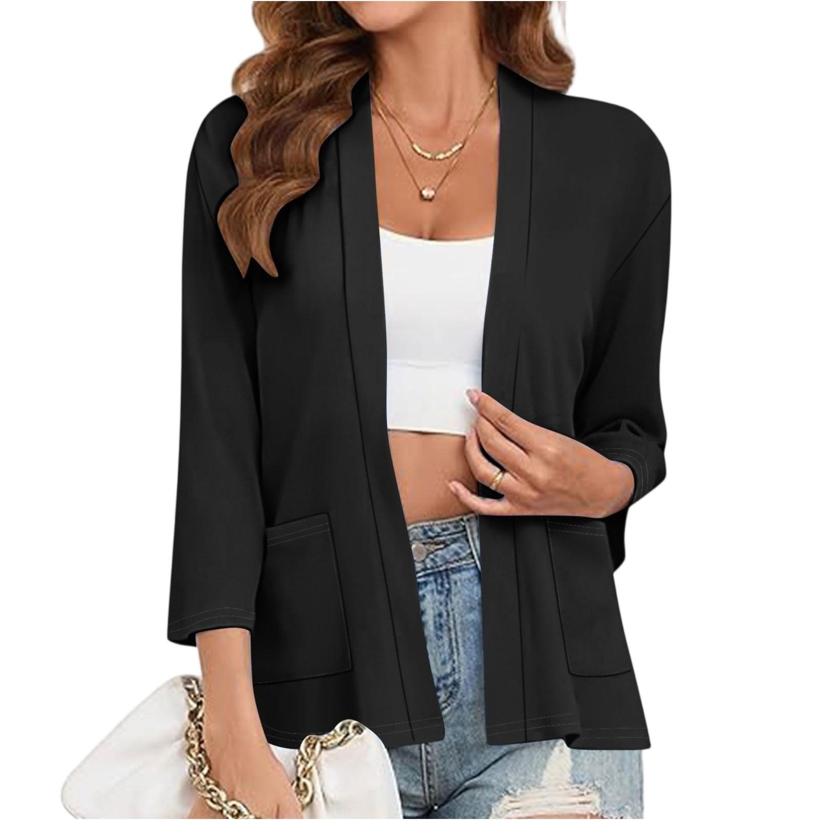 

Women s Solid-color Fashionable Cardigan Top L