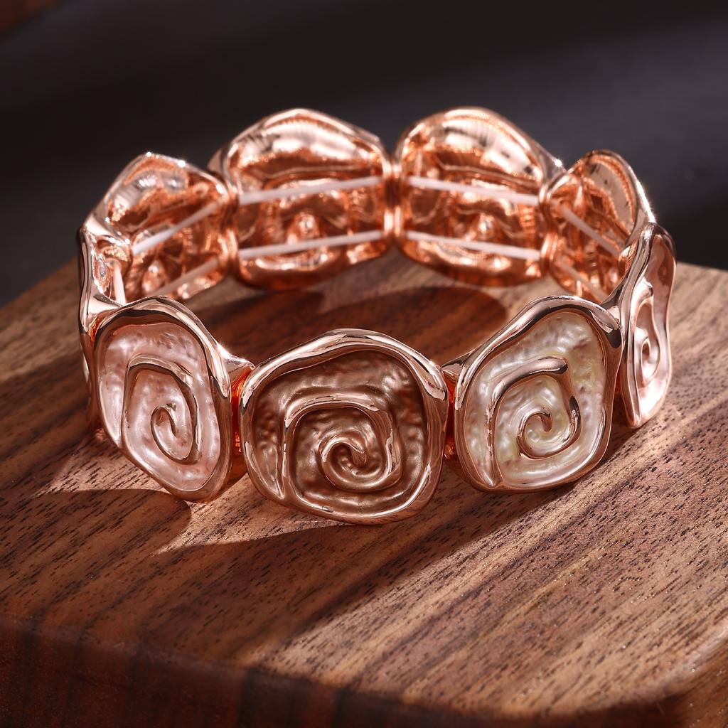 New Color Oil Geometric Rose Elastic Bracelet Fashion Premium Ladies Versatile Alloy Bracelet