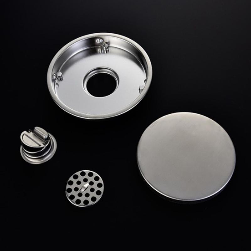 KX4B Stainless Steel Round Invisible Drain Plug Cover Bathroom Shower Floor Strainer Stopper Anti-Odor Kitchen Sink Water Filter