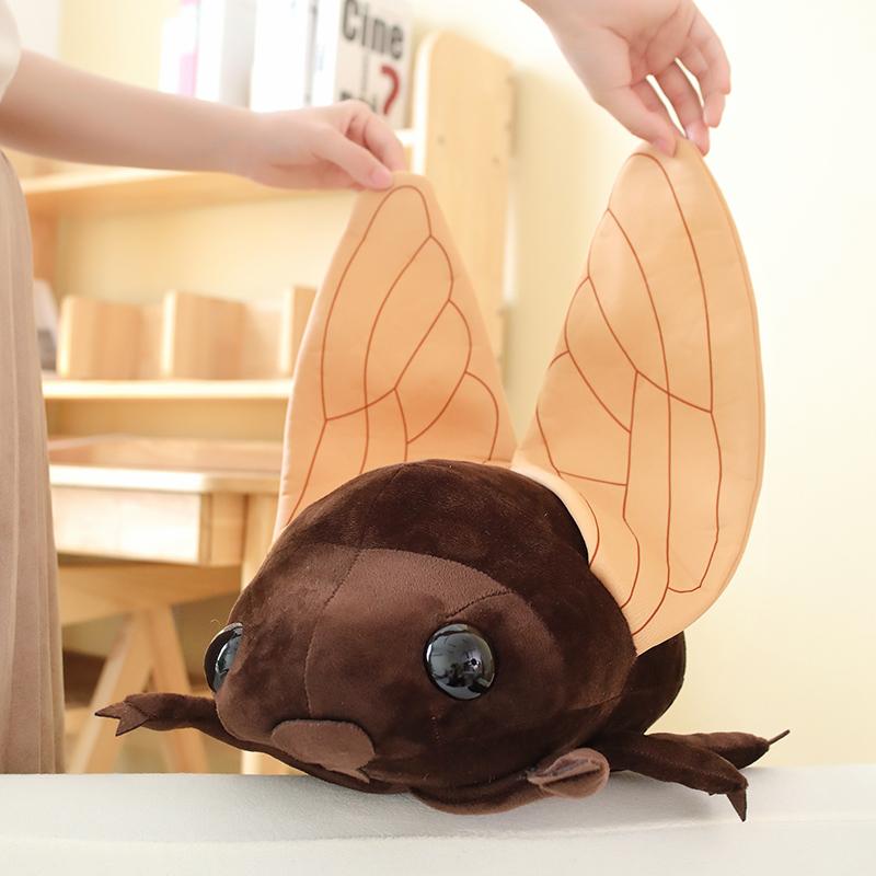 Nice 1pc 48cm Likelike Insect Plush Toys Cicada Stuffed Soft Animals Pillow Back Cushion Insect Doll Kids Toys Girls Boys Gift