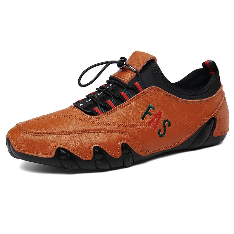 Men's Octopus Leather Loafers - Large Size, Casual, Flat Bottom Driving Shoes with Elastic Band