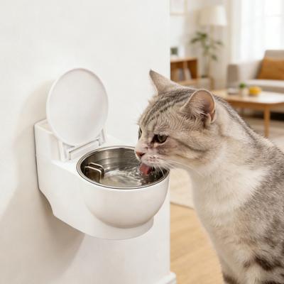 Toiletten-Wassernapf für Katzen Lustiger Toilettenförmiger Haustier-Wassspender Wandmontierte Auslaufsichere Futterstation für Katzen Kleine Hunde