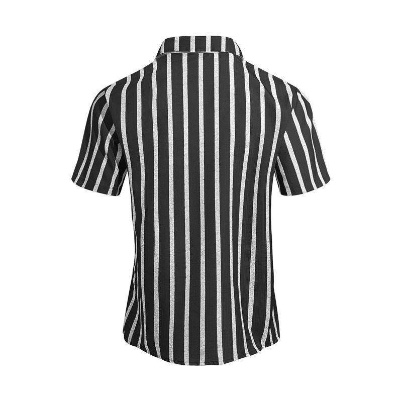 Summer Men's Fashion Striped Loose Short Sleeve Shirt Casual Breathable Lapel Button Shirts Soft and Comfortable Linen Blouse