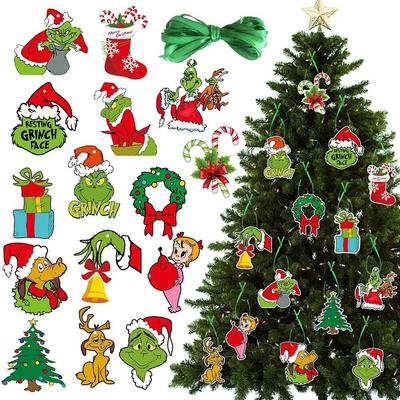 64 ks Veselé Vánoce Grinch Ozdoby Vánoční stromek Závěsná dekorace Figurka Přívěsek