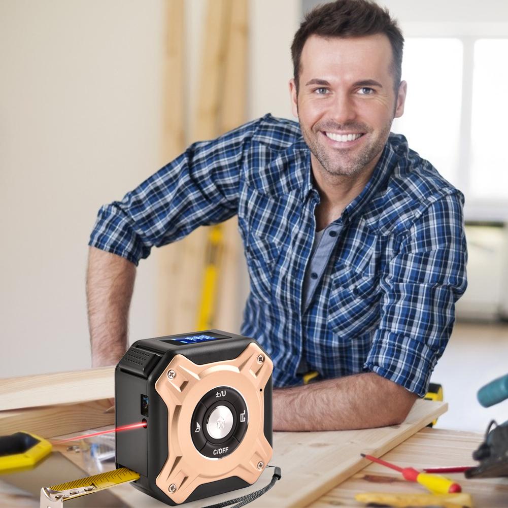 40/50M  Tape Measure LCD Display Distance Meter Rechargeable Retractable Roll Tape Measure Woodworking  Measuring Tool