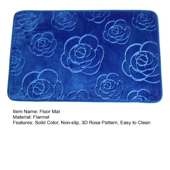 Yousheng Non-Slip Bathroom Rug 3D Rose Pattern Floor Mat Coral Velvet Solid Color Carpet Doormat for Home Indoor Entrance Front Door