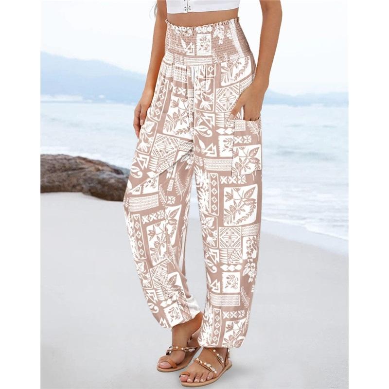 Women's Trousers Loose High Waist Printed Casual Trousers Women