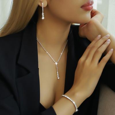 Ensemble Collier, Boucles d'oreilles et Bracelet Haut de Gamme Trois Pièces Pour Femmes