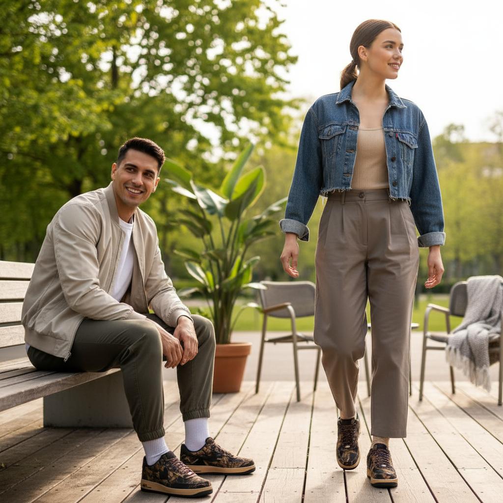 Nike Air Force 1 07 RealTree Camo Unisex Sneakers Brown Multi-Color Gum-Yellow IH1221-900