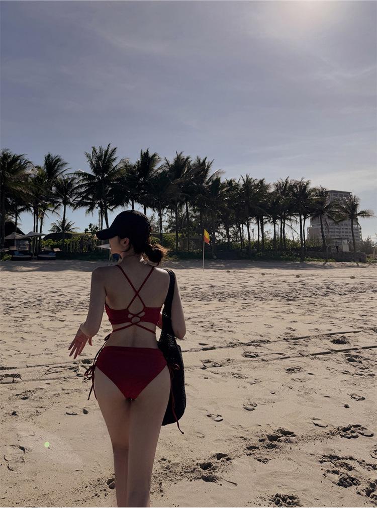 2026 Women's Sexy Gathered Three-Piece Bikini Set