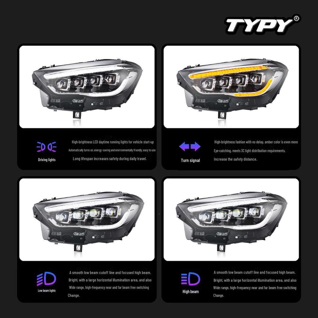 Upgrade To LED Headlights with Daytime Running Lights & Sequential Turn Signals for 2020-2025 Mercedes-Benz GLA W156 Headlight Assembly.