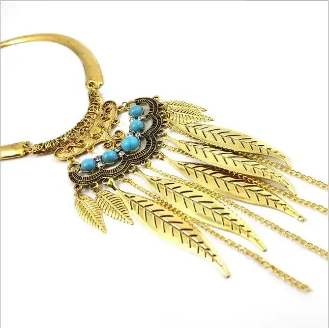 Vintage Elegant Women Fashion Jewelry Leaf Tassel Vintage Necklaces New Collares Boho Elelgant Necklace Gifts Accessories Gifts
