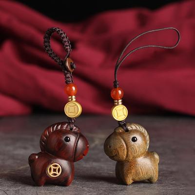 Keychain Pendant Wooden Horse Charm Key Chain Car Key Bag Keychain Decorative Handcrafted Wood Keyring