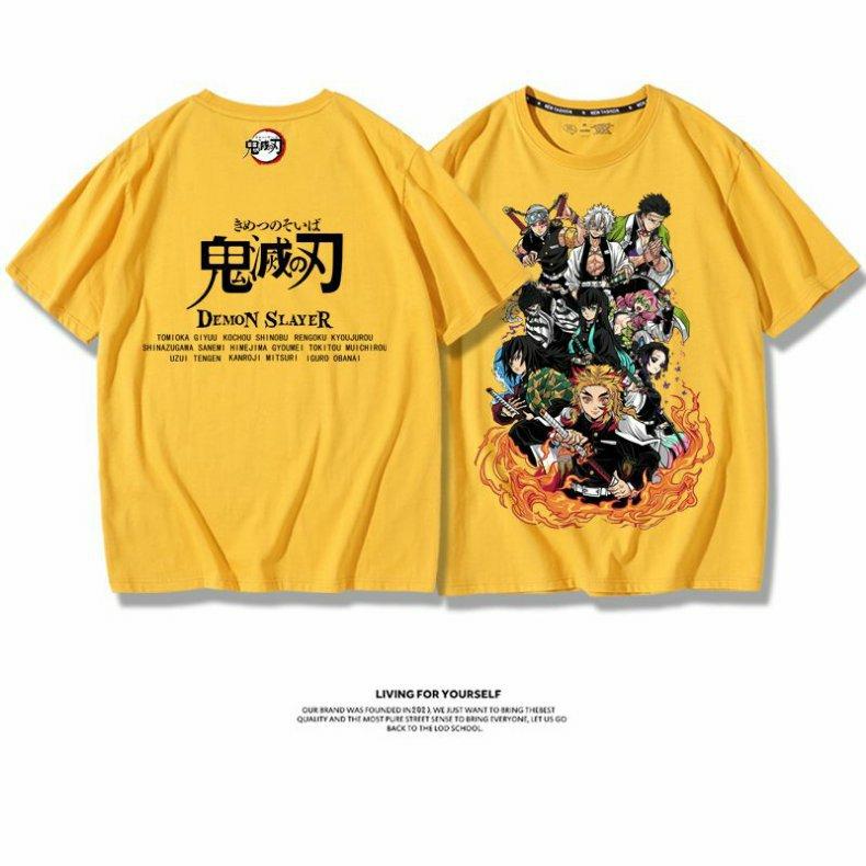 Demon Slayer Anime Muichiro Tokito Kochou Shinobu Printed 100% Cotton Short Sleeve Summer Men's Outdoor Casual Streetwear