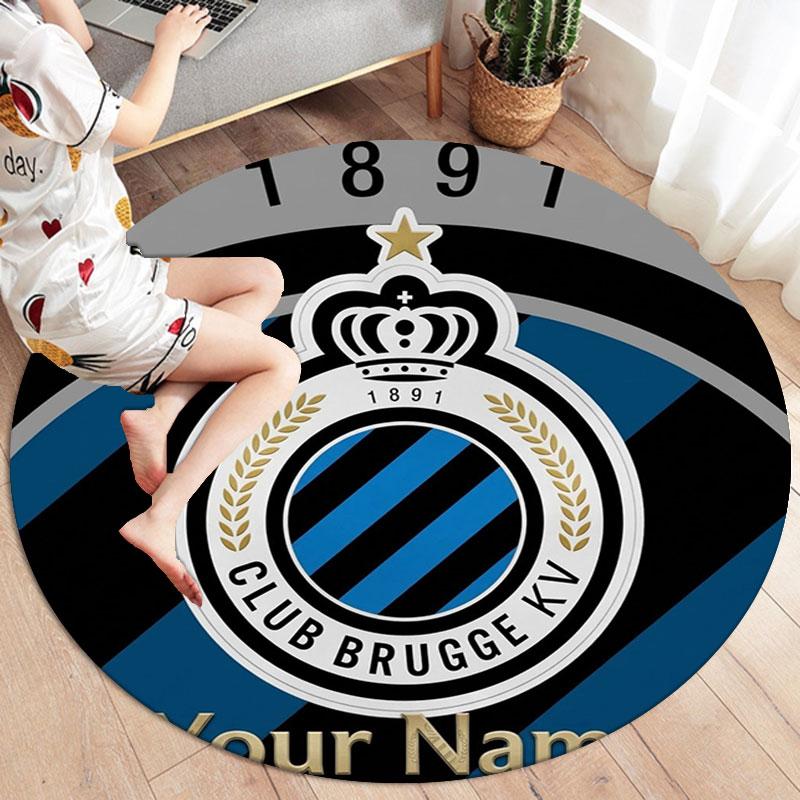 Club Brugge KV Custom Name Round Area Rug,Carpet Rug for Living Room Bedroom Sofa Playroom Decor,Non-slip Floor Mat