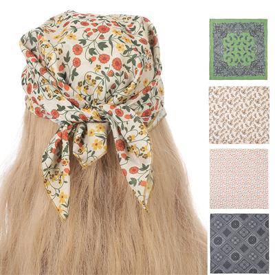 90*90cm Square Headband Hair Scarf Hair Bandana Floral Elastic Hair Kerchief Print Hair Scarves Kerchief for Women