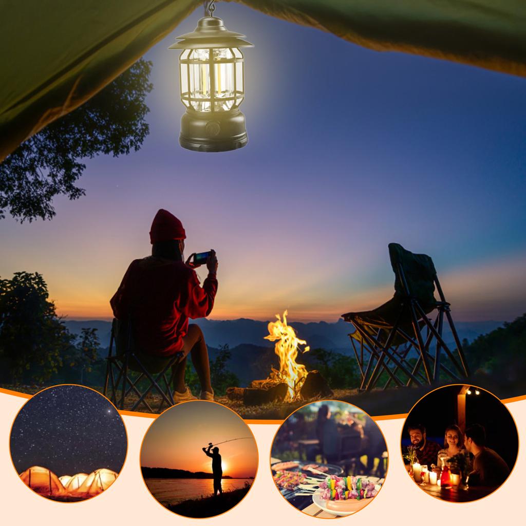 300 Lumens 1200mah Portable Lanterns, Garden Outages LED Camping Lantern, Multifunctional Vintage Hanging Lanterns Retro Garden