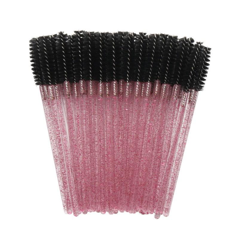 Crystal Handle Disposable Eyelash and Eyebrow Brush - 50 Pack Spiral Comb for Extensions