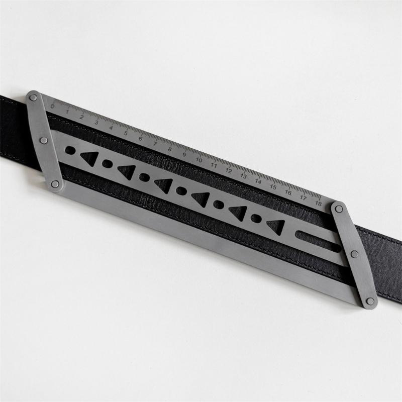 Leather Belt Hole Punching Template Tool Stainless Steel Belt Hole Punching Positioning Guide Ruler with Scale Marking