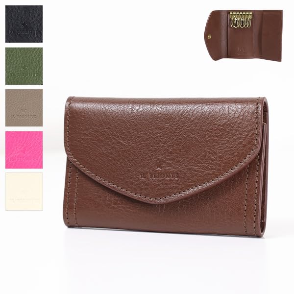 IL BISONTE Key Case Key Ring Genuine Leather Logo Men Women Unisex SKH150 PV0001 (Pink/PK213B) [Item]