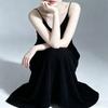 Women's Elegant V-Neck Silk Velvet Sling Maxi Dress