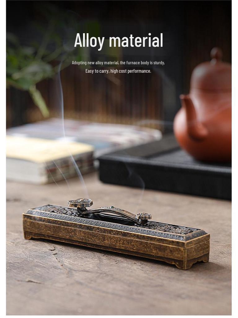 Zinc Alloy Sandalwood Incense Holder: Creative Fireproof Box for Indoor Use
