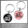 Buzz Selection Pair of Round Keychains, Stylish and Unique Gift for Couples, Men and Women, AC513 (Black)