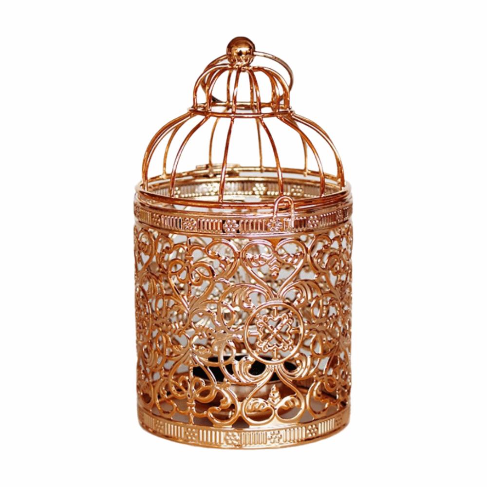 Iron Art Candle Holder Bird Cage Desktop Ornament Craft Wedding Ornament