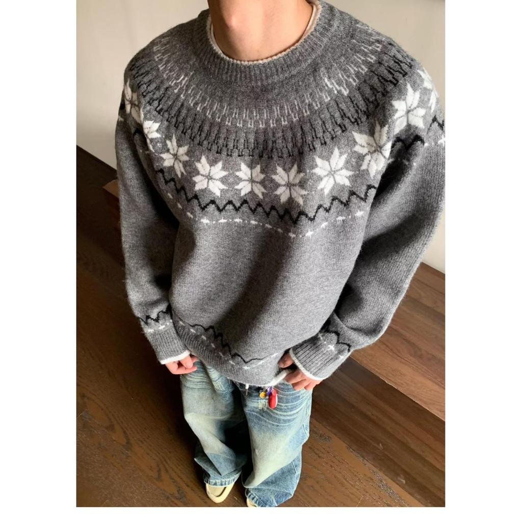 Unisex Japanese Retro Fair Isle Knit Sweater - Autumn/Winter 2026 Collection