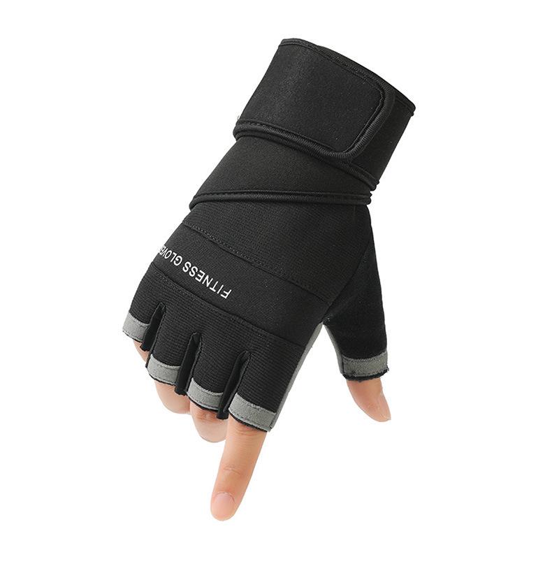 Summer Breathable Non-Slip Half-Finger Weightlifting Gloves with Extended Wrist Support