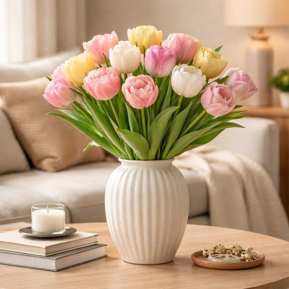 Silk Artificial Tulip Bouquet DIY Flower Floral Arrangement Fake Flower Realistic Artificial Flowers Bridesmaids Accessories