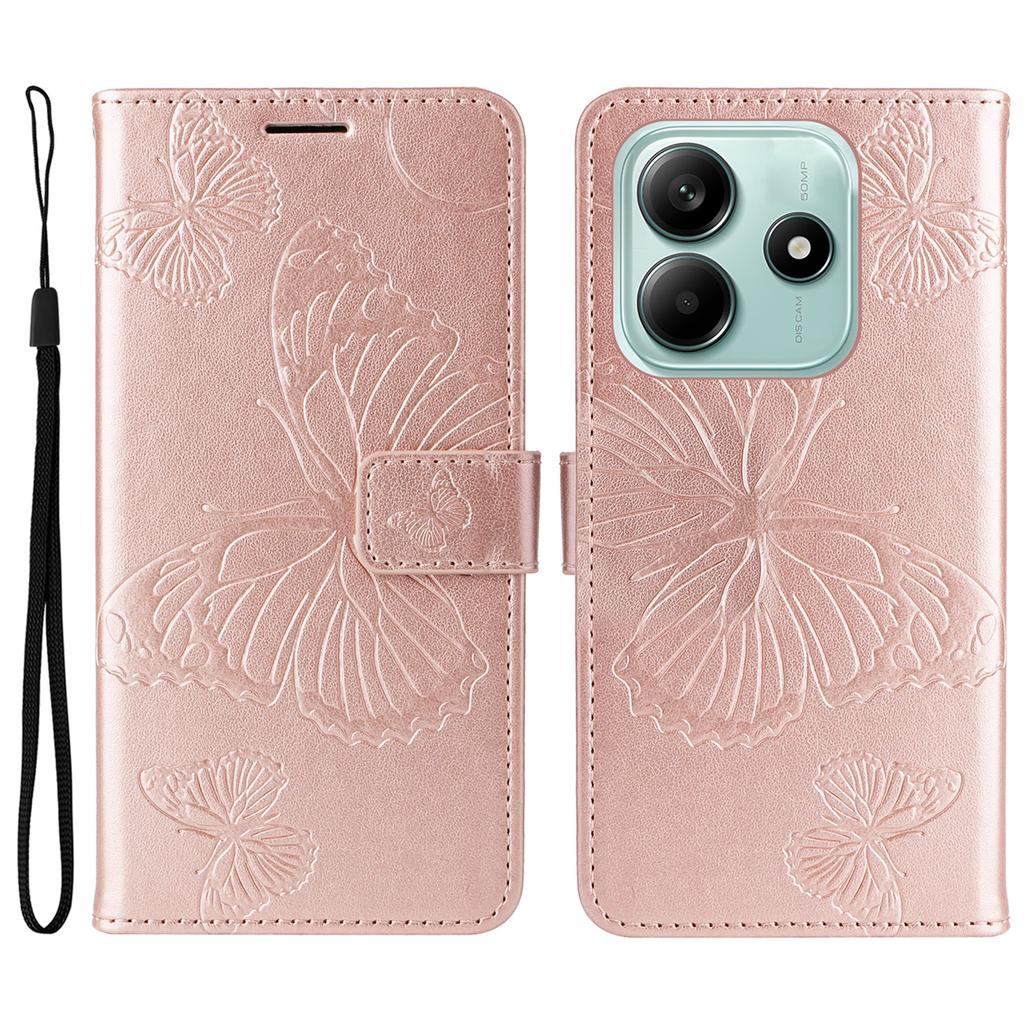 For Xiaomi Redmi Note 14 5G Wallet Case Floral Butterfly Imprinted Leather Phone Cover Stand