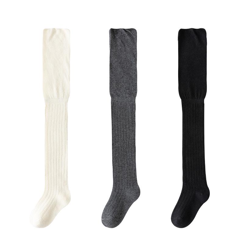 Autumn Kids Over-the-Knee Cotton Socks (3-12Y) Black, White & Grey