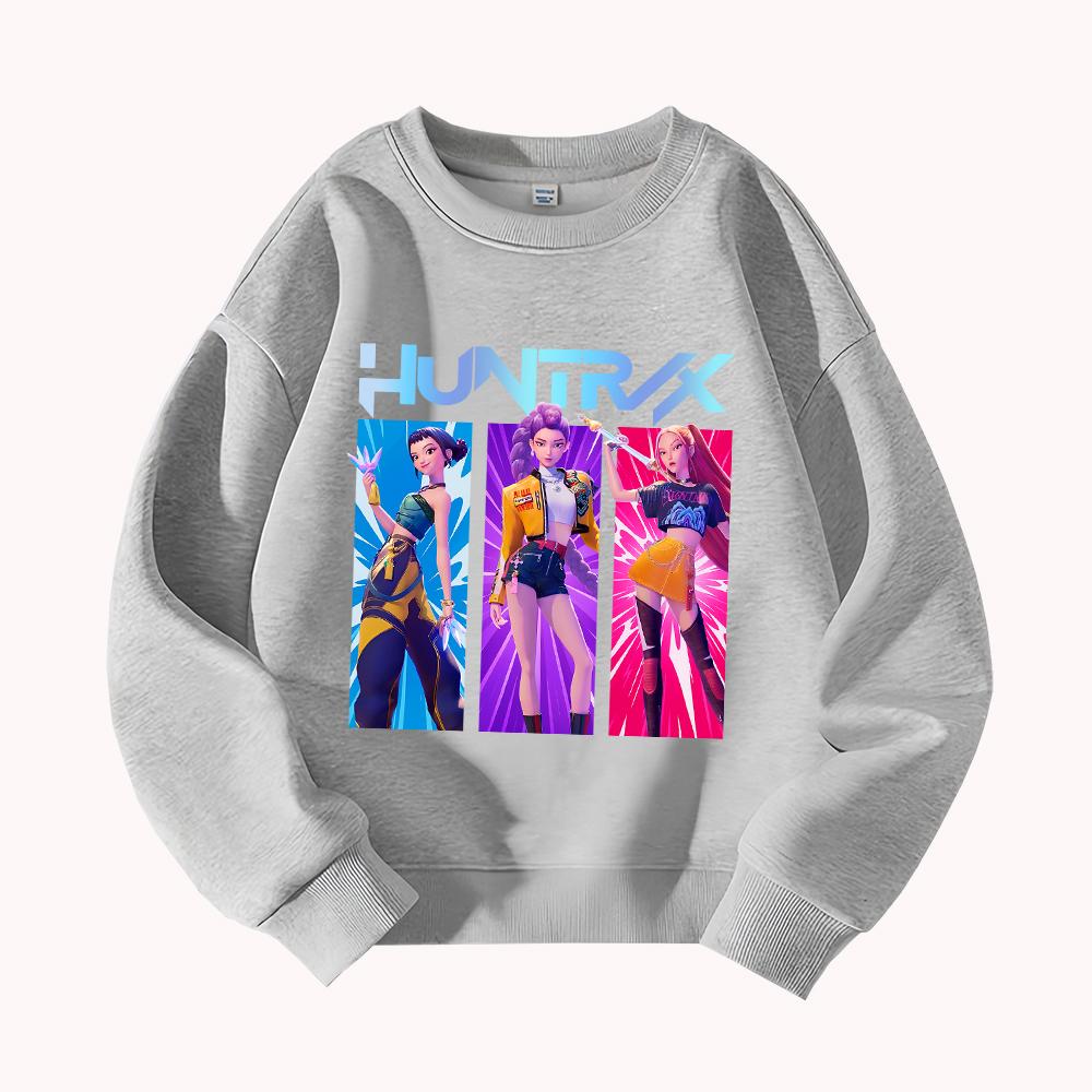 HUNTRX Devil Hunter Print Round Neck Sweatshirt Casual Fashion Women's Long Sleeve Pullover Top