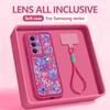 Flowers Patterned Phone Case For Samsung Galaxy S26 S25 S24 Ultra S23 S25 FE A57 A37 A17 A56 A16 A55 A54 A15 Wrist Lanyard Cover