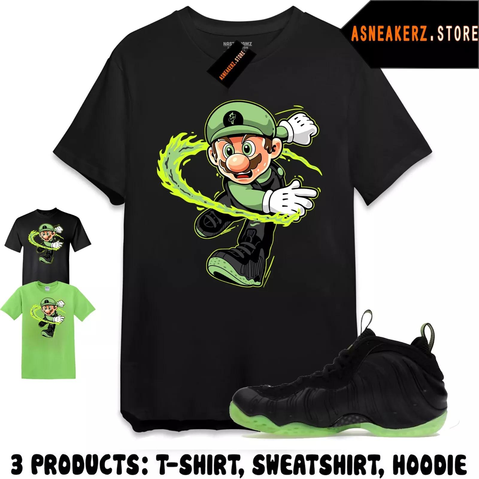 

Shirt Match Foamposite One Black Volt Sneaker Matching Sneakerhead Mario T-Shirt 4XL