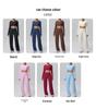European Sportswear Yoga Set: Long Sleeve Top with Chest Pads and Breathable Straight-Leg Pants for Women