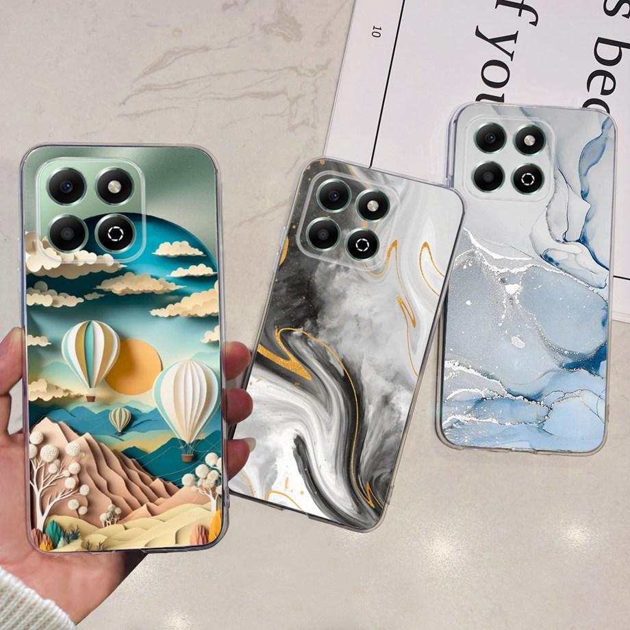 Phone Case for Honor X6b / Honor X6a Plus Transparent Shockproof Soft Cover Love Heart Butterfly Marble Bumper Camera Protection