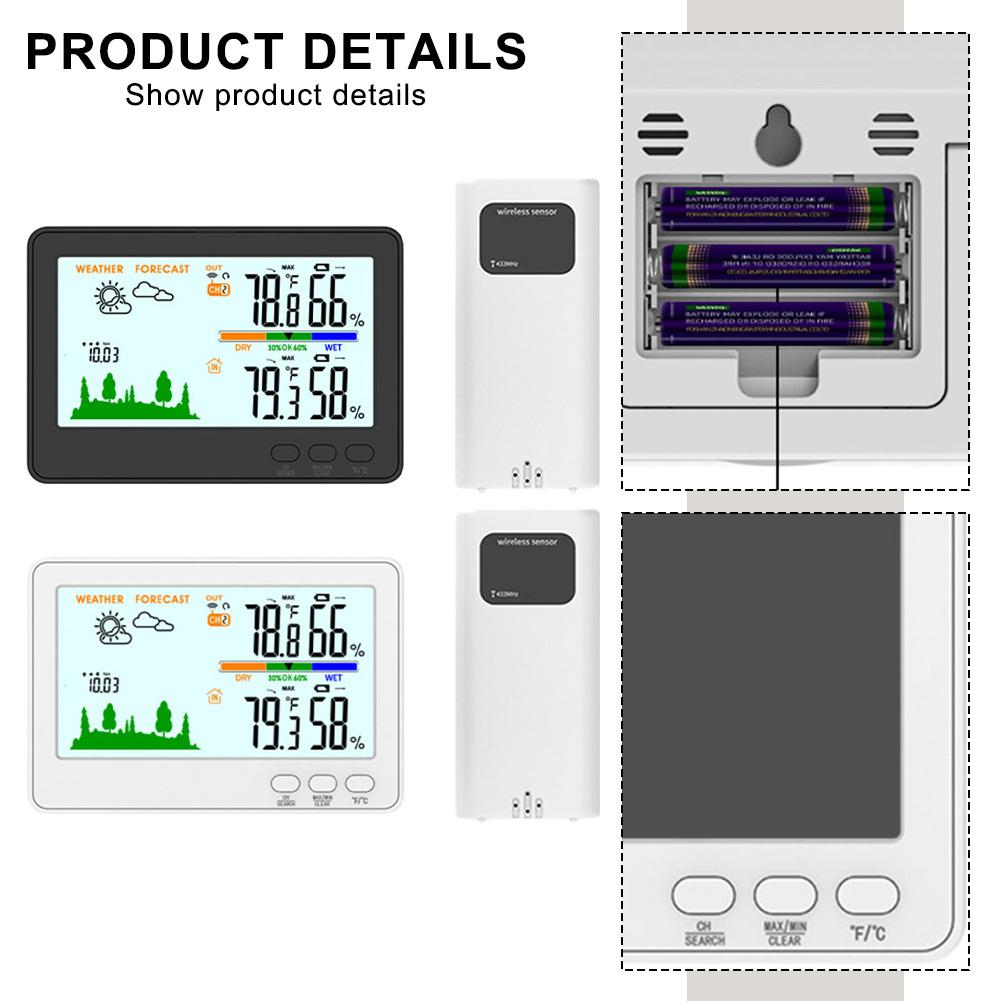 Indoor Outdoor Display Hygrometer Weather Station Air Pressure Measurement Backlight Display Low Power Reminder