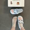 Flowers cute cartoon girl bag head slippers summer fashion casual camellia outside the beach thick bottom cool slippers