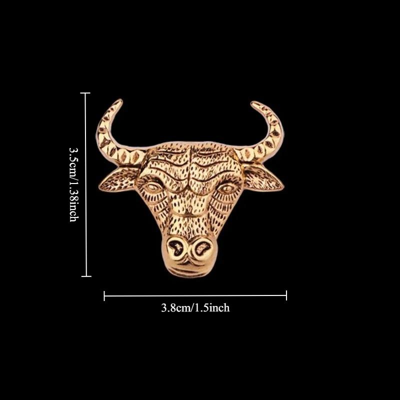1Pc Retro Bull Head Brooch Alloy Animal Lapel Pins Badge Suit Shirt Badge Brooches For Men Jewelry Accessories