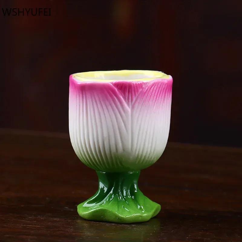 3 Stück Foqian Keramik Lotus Wasserspeisebecher Guanyin Wasserreinigungsbecher Ornamente Zuhause Buddha Halle Verehrung Dekor Zubehör