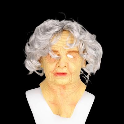 Old Woman Mask Halloween Creepy Wrinkle Face Mask Latex Cosplay Party Props